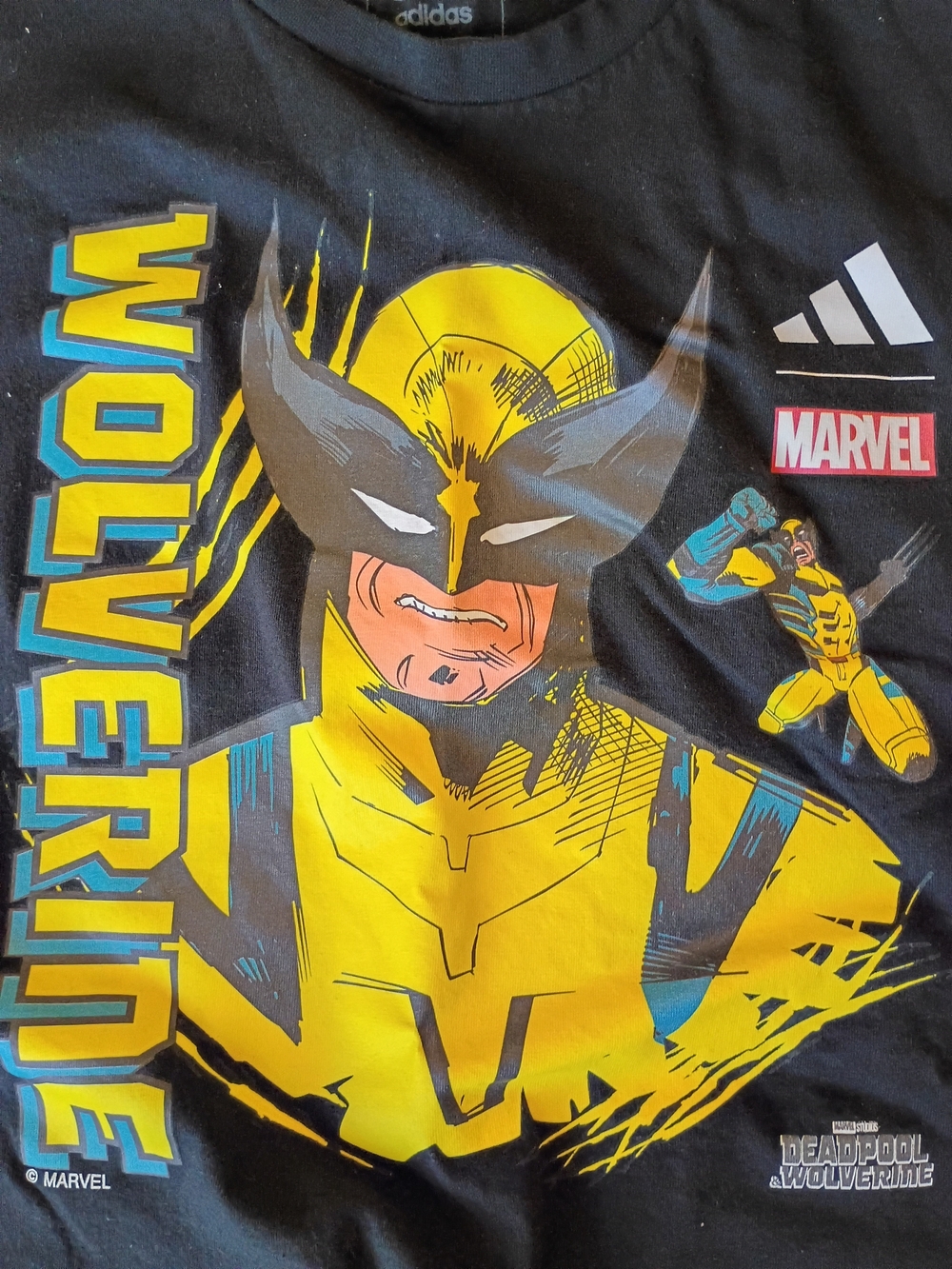 Size 2XL Adidas Marvel Wolverine Men's Black and Yellow Graphic Tee